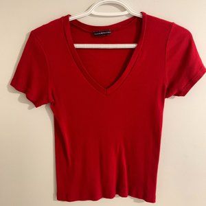 Women's Brandy Melville Red V Neck Top